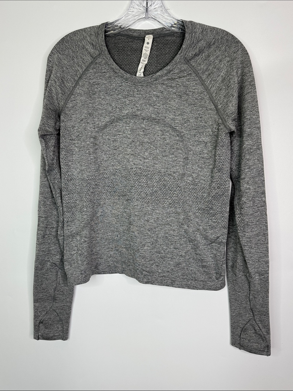 Lululemon Swiftly Tech 2.0 Gray Long Sleeve Cropped Shirt Size 8